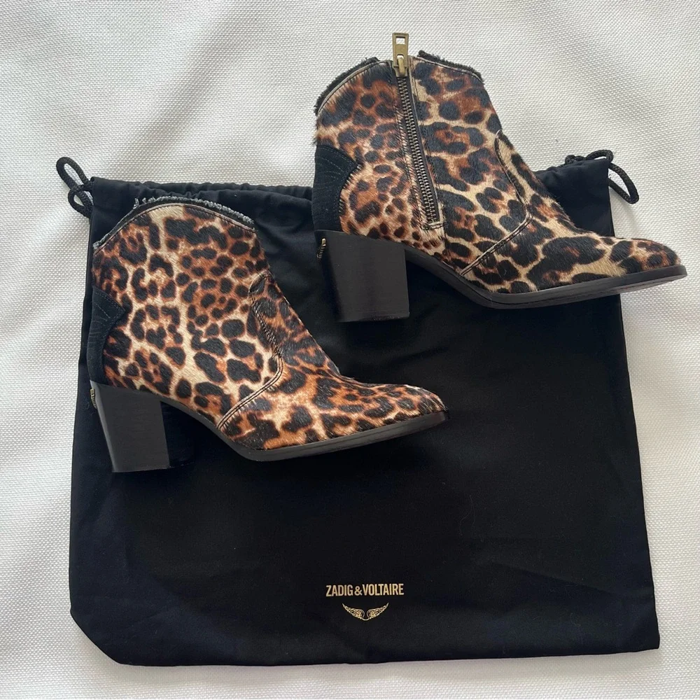 Zadig&Voltaire Molly leopard-print ankle boots Size 37 - Picture 6 of 14